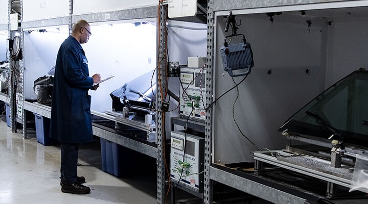 An image of a wiper engineer working in a test lab